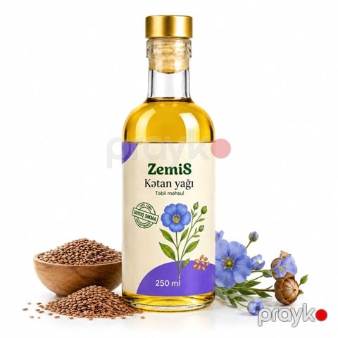 ZemiS Kətan yağı – 250 ml - Tərkib: 100% kətan toxumu yağı - İstehsal — Bakı