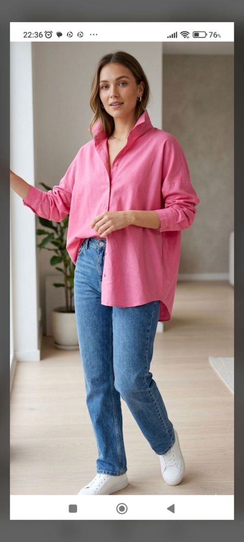 Qadın üçün oversize kofta-köynək - Rəng: parlaq çəhrayı (fuşya — Masazır