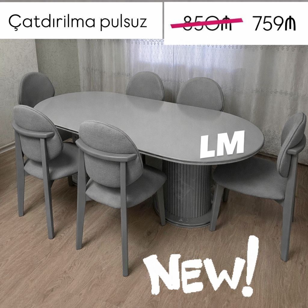 Möhtəşəm masa dəstləri (masa + 6stul) Endirim edildi 959 azn yox 759 — Mebel, Bakı (6)