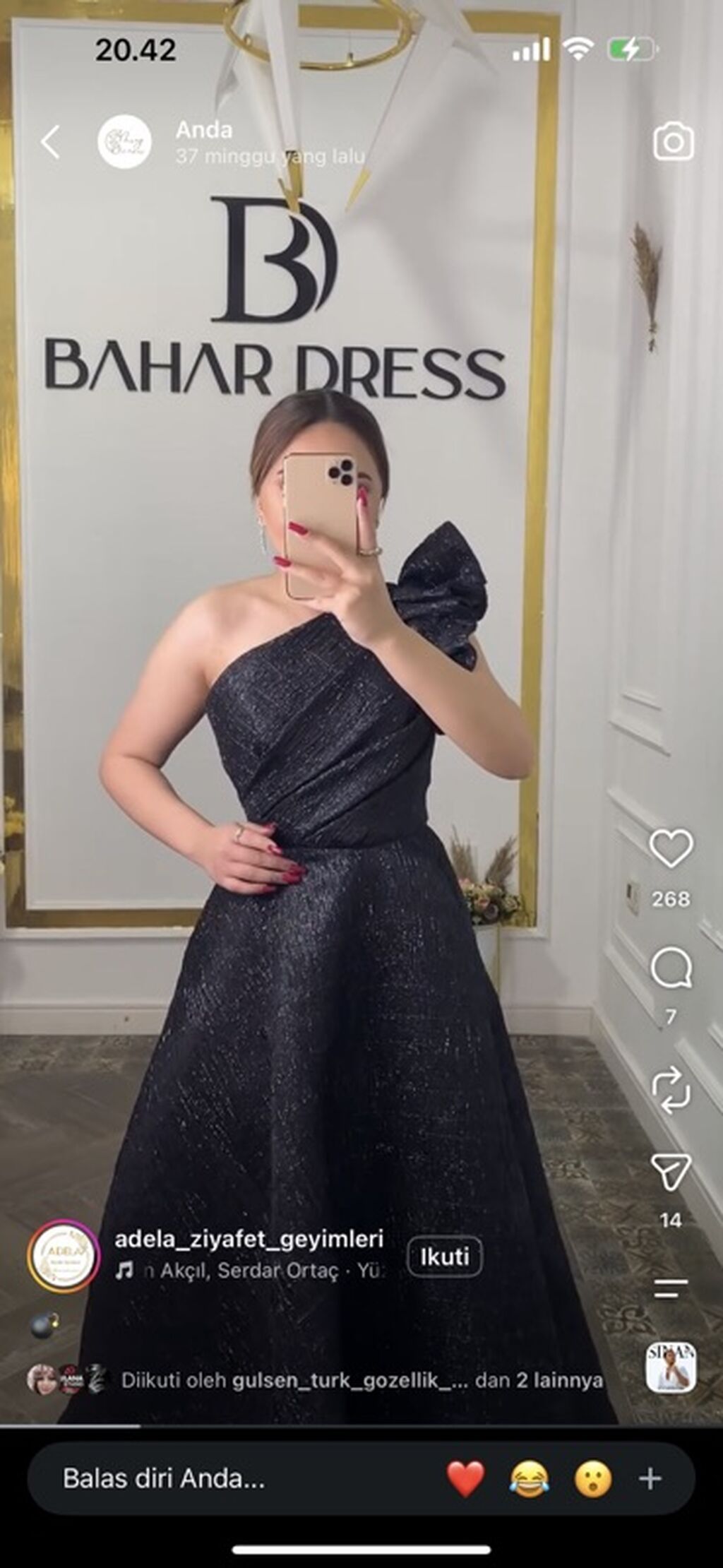 Bahar Dress gecə geyimi – zərif qara rəngdə, asimmetrik birqollu — Şəxsi əşyalar, Mingəçevir (2)