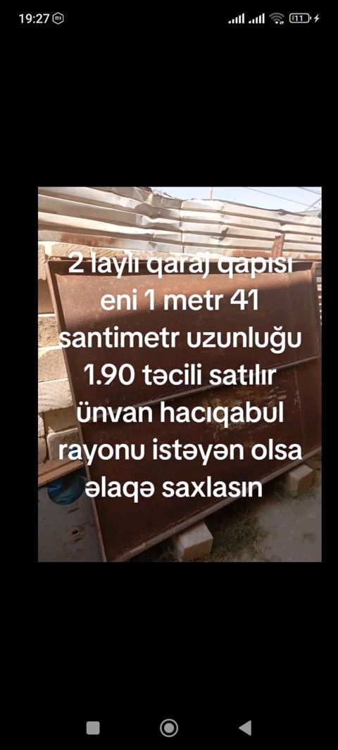 İki laylı qaraj qapısı satılır - Material: metal — Hacıqabul