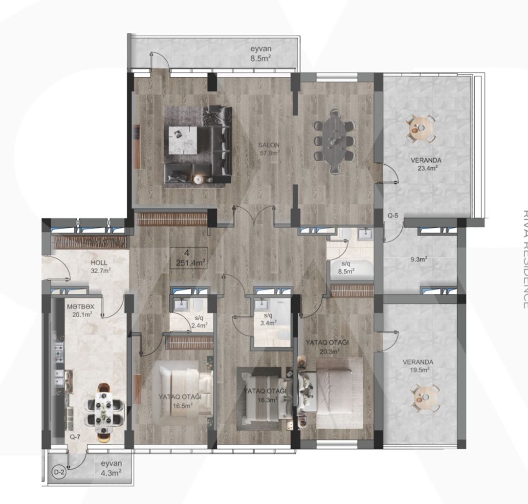 Satılır 4 otaqlı yeni tikili 251.4 m² — Mənzil, Bakı (3)