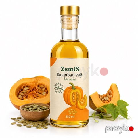 ZemiS Balqabaq yağı – 100% təbii, soyuq sıxma. - Həcm: 250 ml şüşə — Bakı