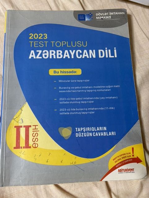 Azərbaycan dili Testlər 11-ci sinif, DİM, 2-ci hissə, 2023 il — Bakı