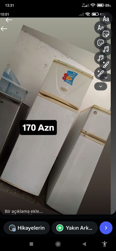 Məhsul: İki qapılı soyuducu (üst kamera dondurucu) Qiymət: 170 AZN — Digah