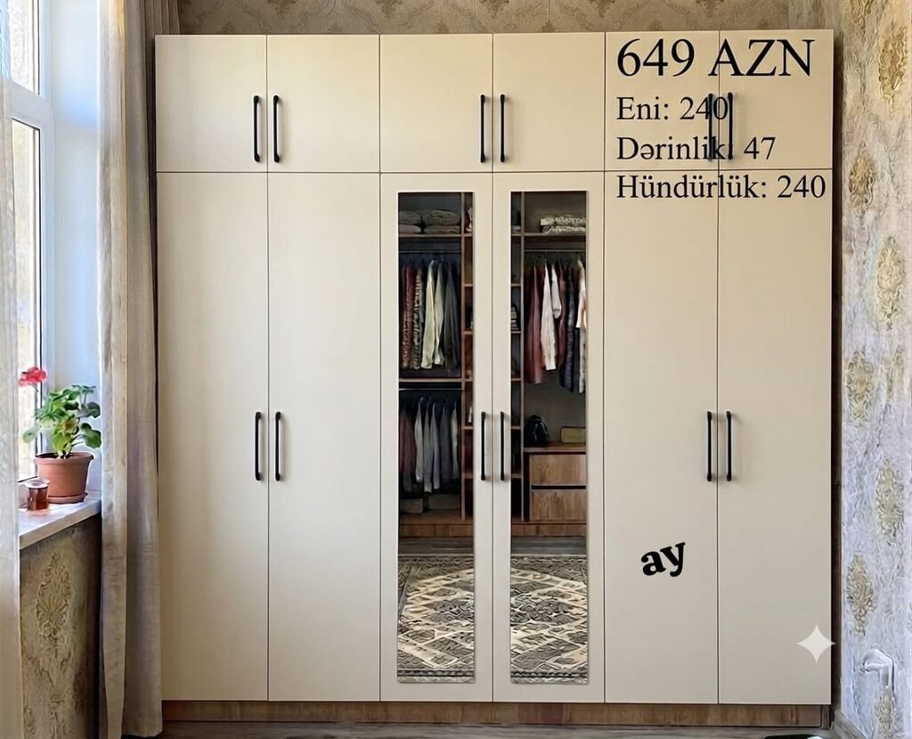 Sərfəli Mebel Təklifi *6 qapılı Dolab* Ölçü: 240×47×240 — Mebel, Digah (3)