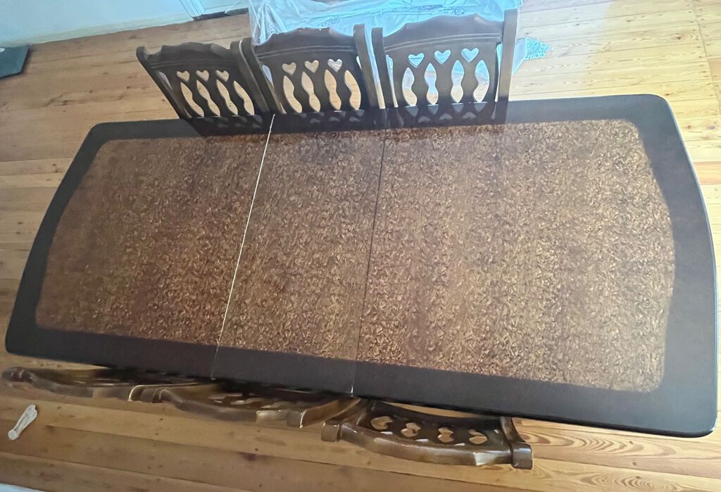 Qonaq otağı üçün, İşlənmiş, Açılan, Dördbucaq masa, 6 stul — Mebel, Bakı (3)