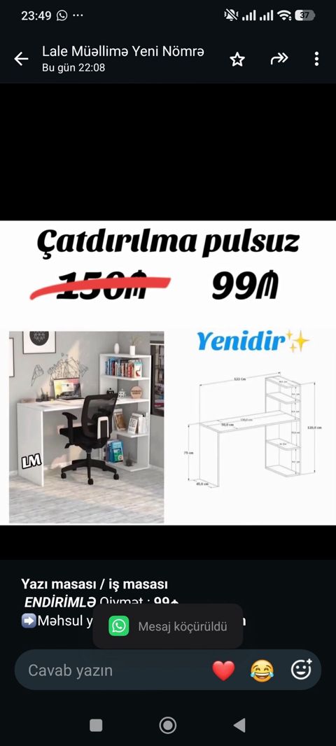 *Yazı masası / iş masası* _*Endirimlə*_ Qiymət *99₼* Məhsul — Bakı