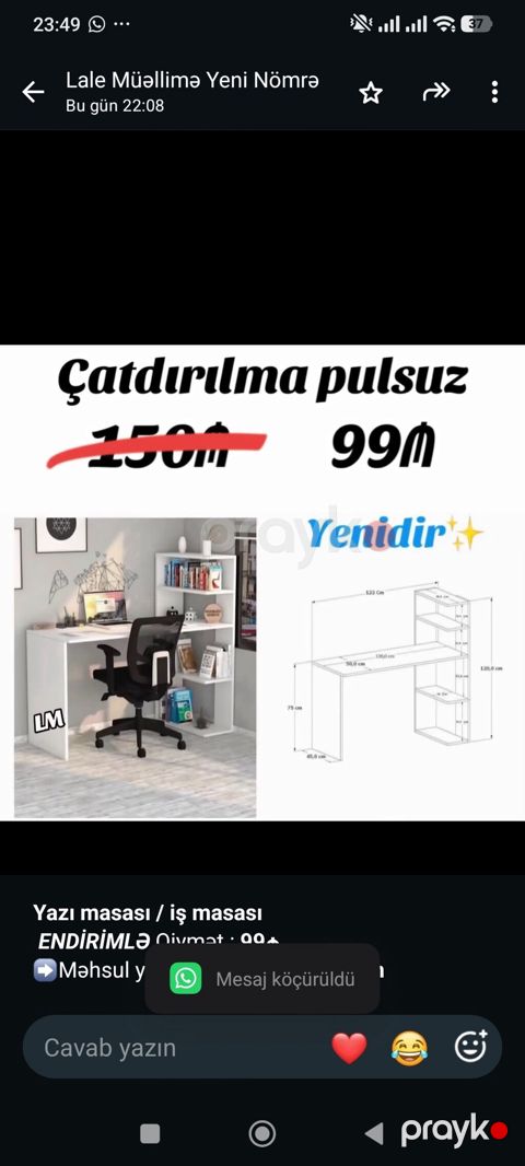 *Yazı masası / iş masası* _*Endirimlə*_ Qiymət *99₼* Məhsul — Bakı