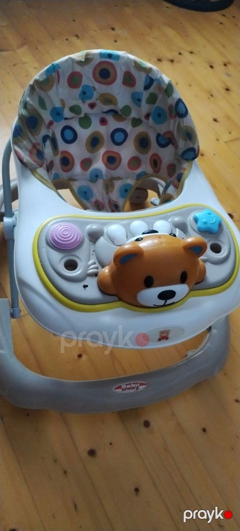Uşaq gəzdirəci (baby walker) - Yumşaq, dairəvi naxışlı kumaş oturacaq — Sumqayıt