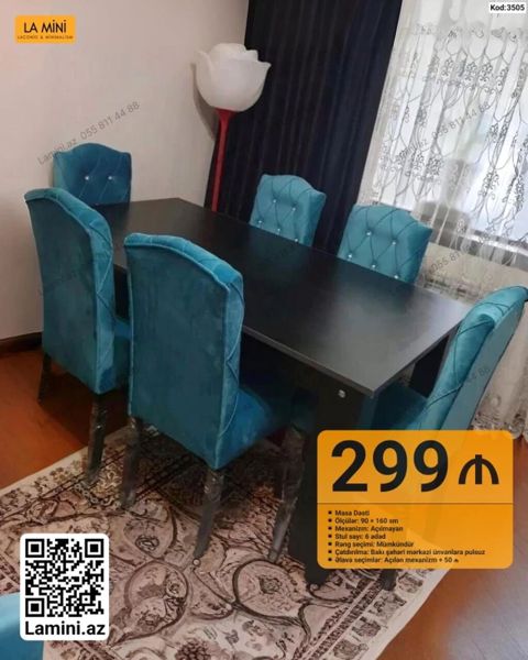 Masa dəsti – Kod: 3505 - Ölçülər: 90 160 sm - Mexanizm: Açılmayan — Bakı