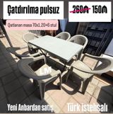 Yeni Plastik masa dəsti Türk istehsalı masa+6 stul Qiymət: 150₼ — afa.mebel — Tables and chairs