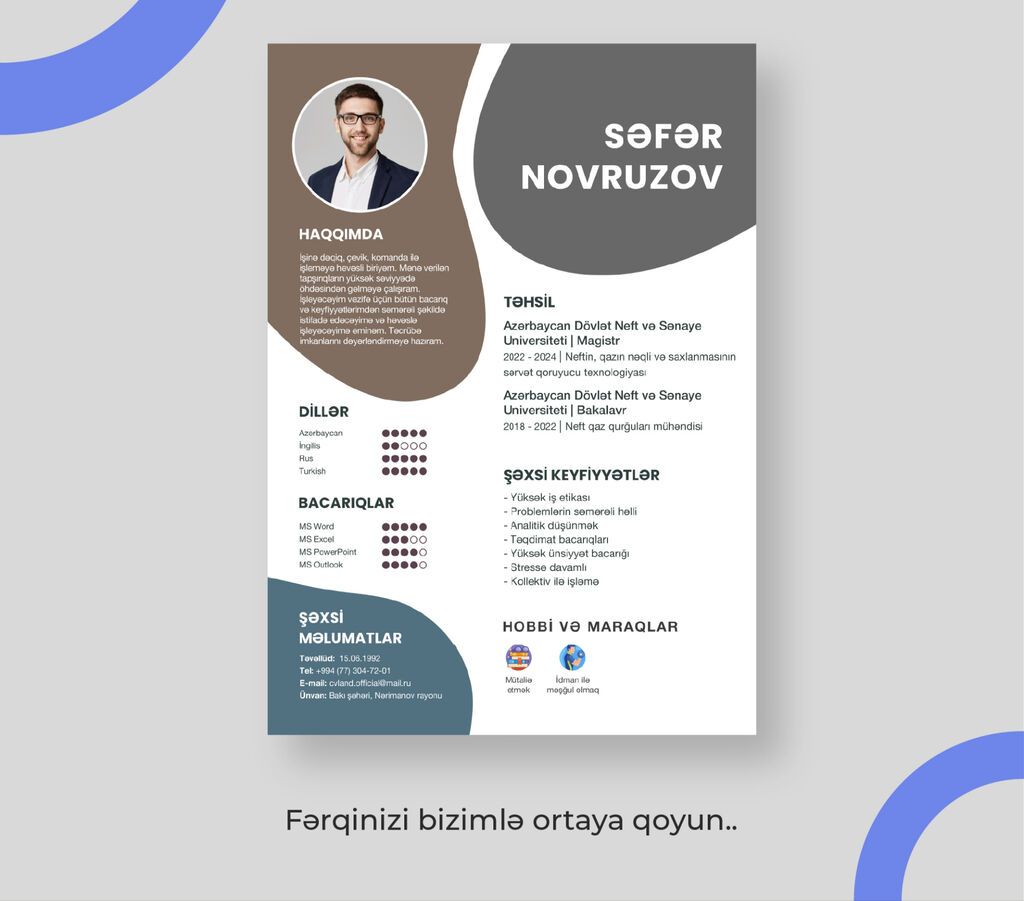 CV hazırlama xidməti. Peşəkar qrafik dizayner tərəfindən hazırlanır — Xidmətlər, Bakı (2)