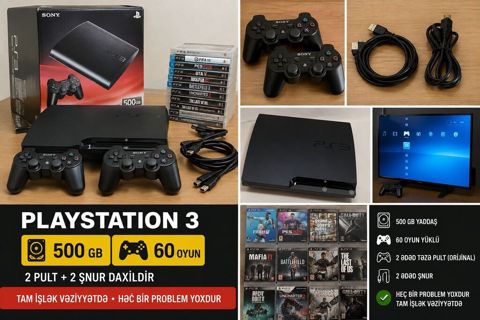 Playstatıon 3 slim— 500 GB 500 GB yaddaş 60 oyun yüklənib 2 — Digah