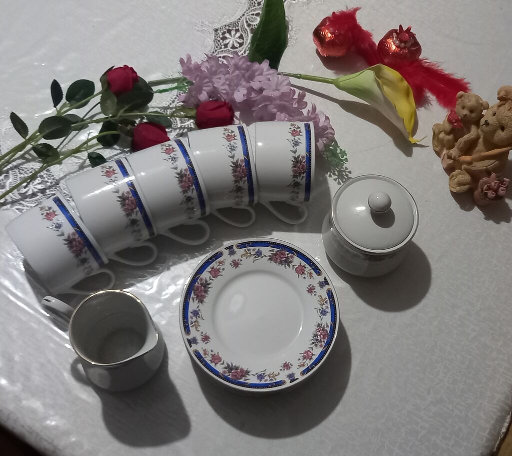 Çay dəsti, rəng - Yaşıl, Farfor — Çaynikler və qəhvə qabları, Bakı (6)
