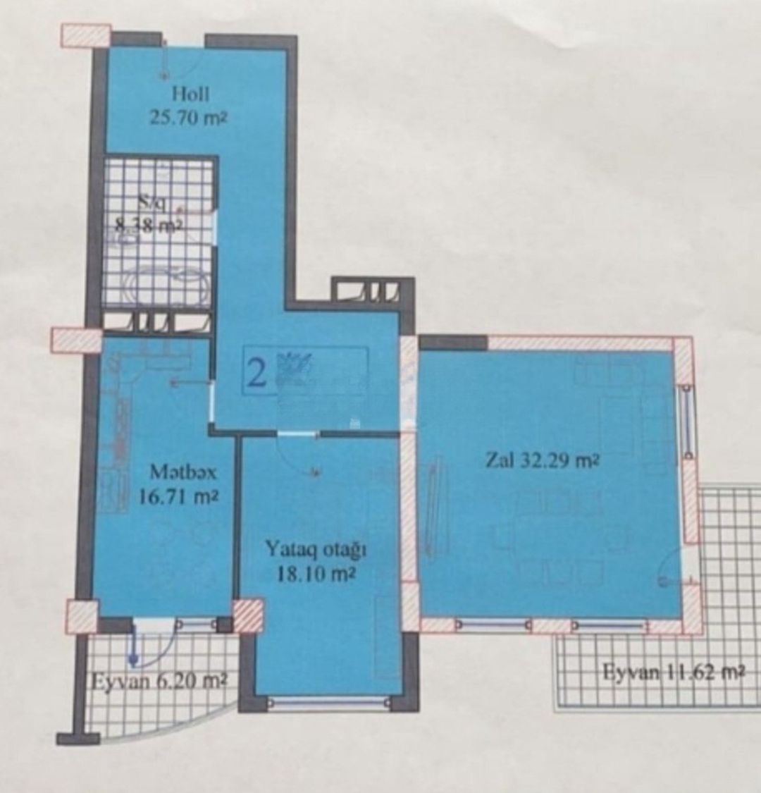 Satılır 2 otaqlı yeni tikili 120 m² — Mənzil, Bakı (2)