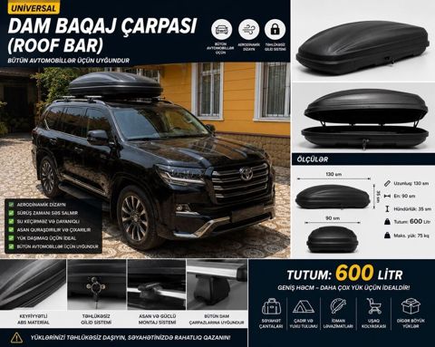 Universal dam baqaj çarpası (roof box) – bütün avtomobillərə uyğundur — Bakı
