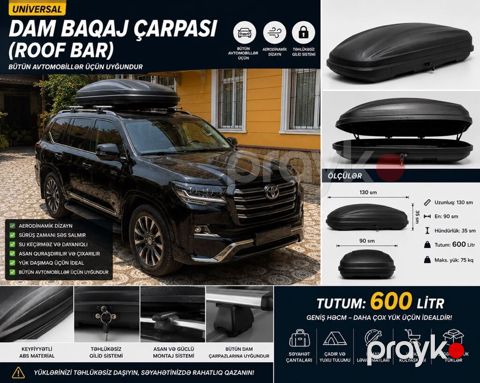 Universal dam baqaj çarpası (roof box) – bütün avtomobillərə uyğundur — Bakı