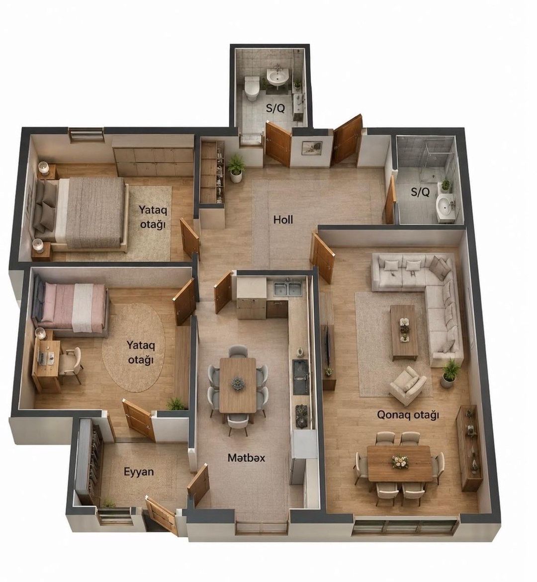 Satılır 3 otaqlı yeni tikili 112 m² — Mənzil, Bakı (6)