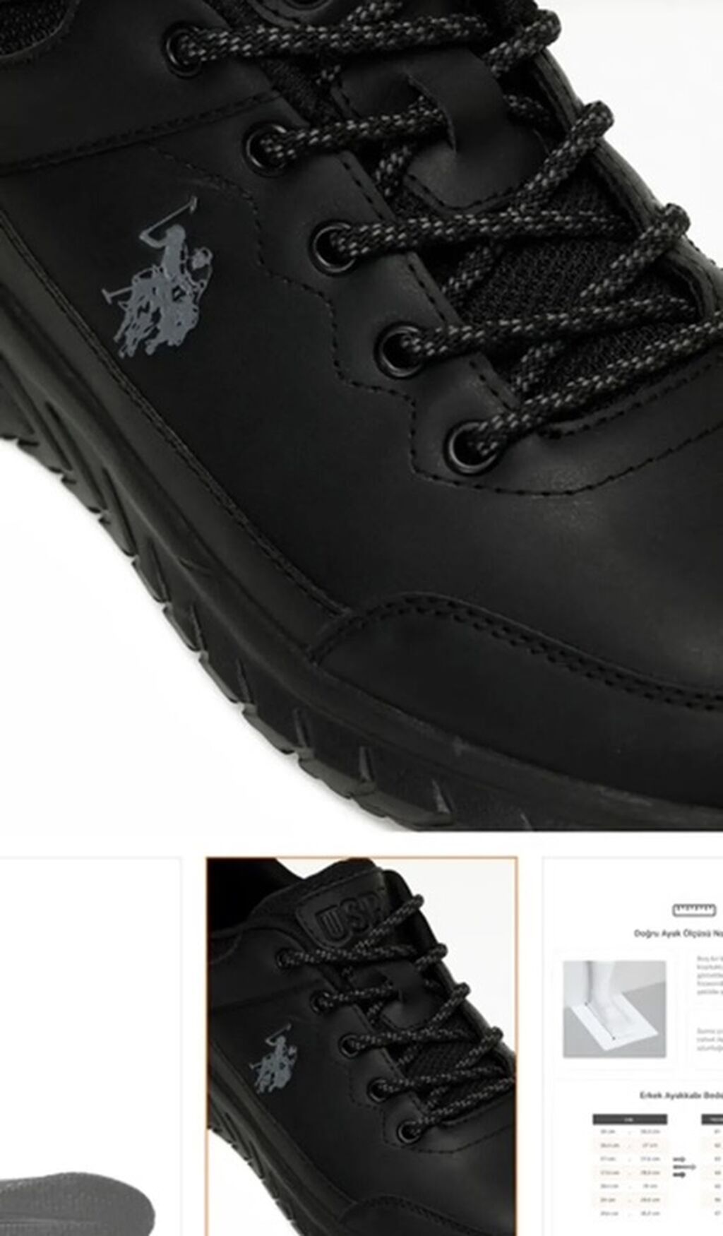 US Polo Assn. kişi idman ayaqqabısı – tam qara - Model: aşağı boğaz — Şəxsi əşyalar, Gəncə (7)