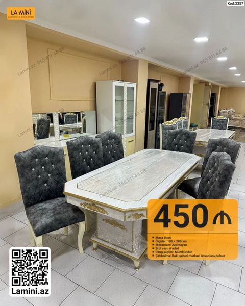 KOD: 3357 Klassik üslubda yemək dəsti: - Masa ölçüsü: 100 200 sm — Bakı