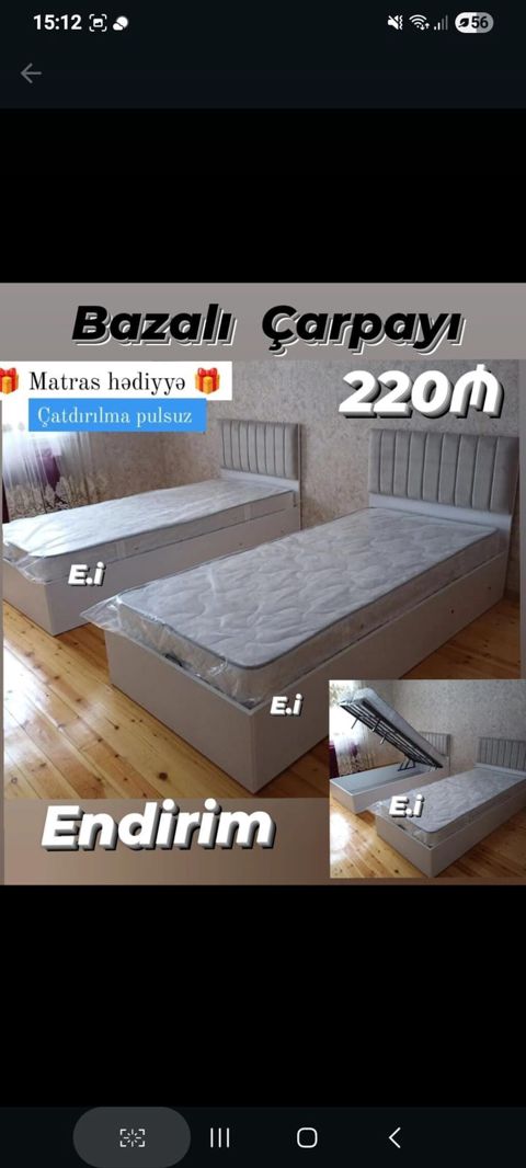 Bazalı tək çarpayı – yuxarı qalxan baza ilə geniş saxlama yerinə — Mehdiabad
