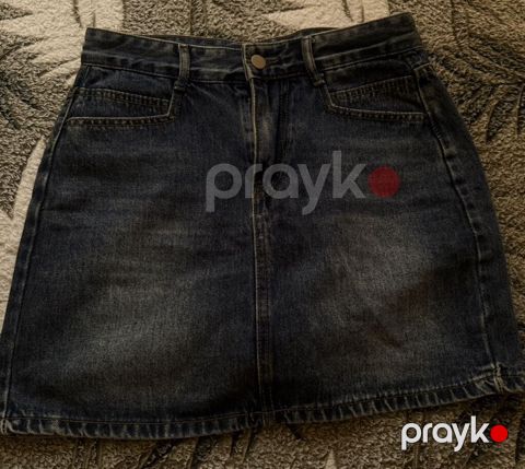 Qısa cins ətək - Material: qalın denim (pambıq əsaslı) - Rəng: tünd — Bakı