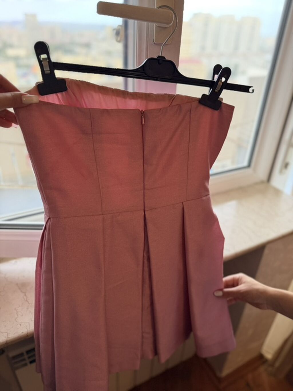 Mini don – çəhrayı, straplez model. - Parça: yüngül parıltılı toxuma — Şəxsi əşyalar, Bakı (4)