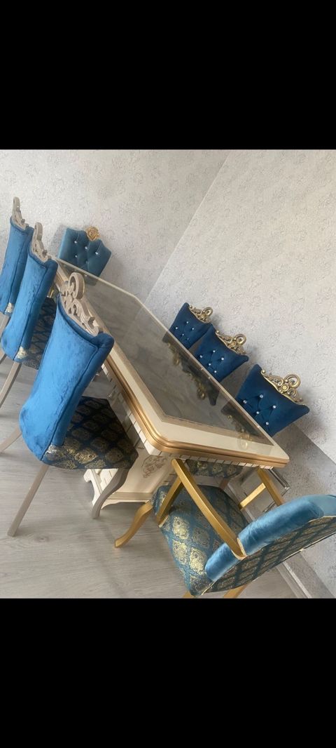 Mətbəx üçün, İşlənmiş, Dördbucaq masa, 8 stul — NL yeni mebeller alemi — Masalar və stullar