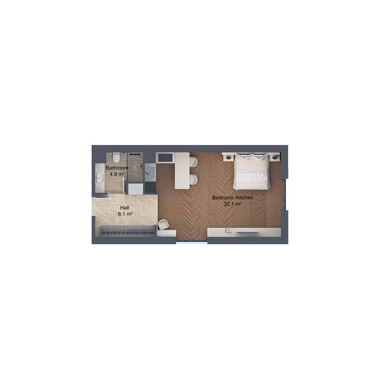 Satılır 1 otaqlı yeni tikili 53.5 m² — Mənzil, Bakı (8)