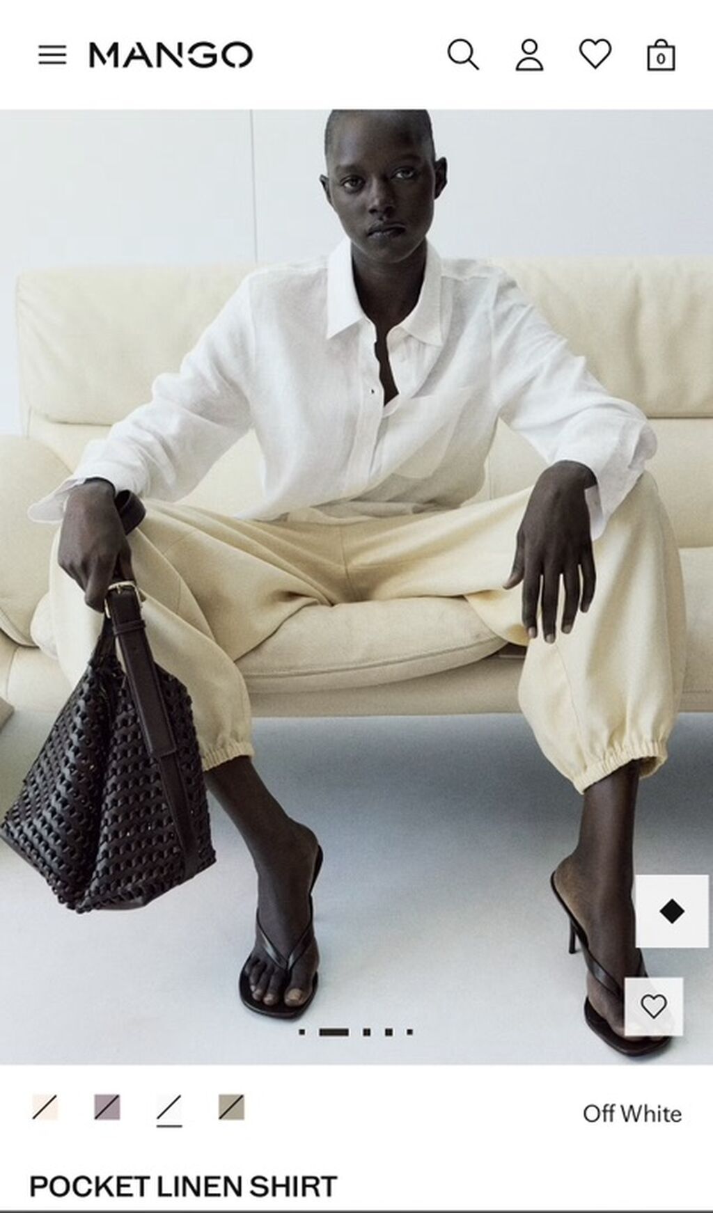 Mango – Pocket Linen Shirt (Off White) Məhsul geri qaytarma müddəti — Şəxsi əşyalar, Bakı (3)