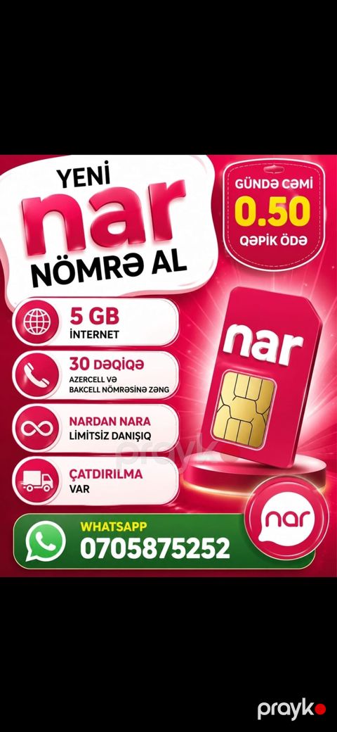 Yeni Nar nömrə paketi - Gündə cəmi 0.50 qəpik ödə - 5 GB internet — Bakı