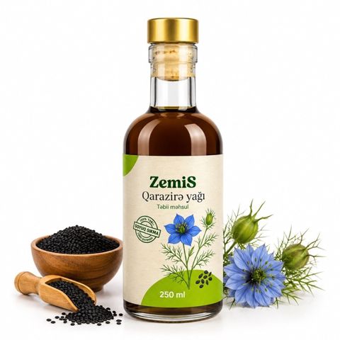 ZemiS Qarazirə yağı – təbii məhsul - Həcm: 250 ml - Soyuq sıxma üsulu — Bakı