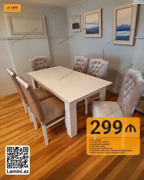 Masa Dəsti – Kod: 3498 - Ölçülər: 90 160 sm - Mexanizm: Açılmayan — Bakı