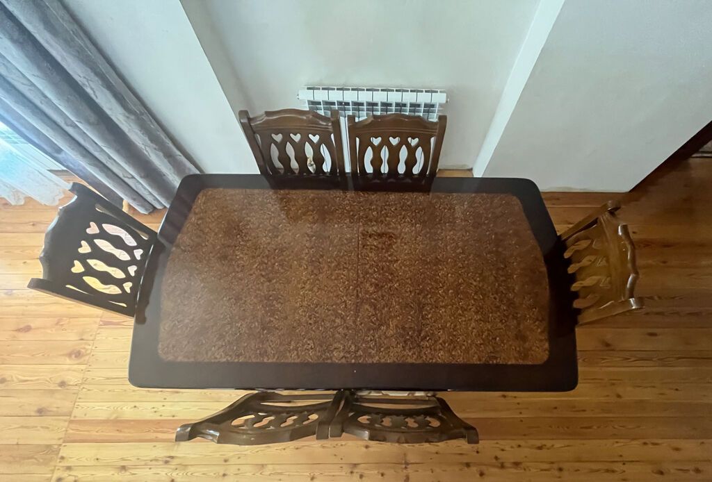 Qonaq otağı üçün, İşlənmiş, Açılan, Dördbucaq masa, 6 stul — Mebel, Bakı (2)