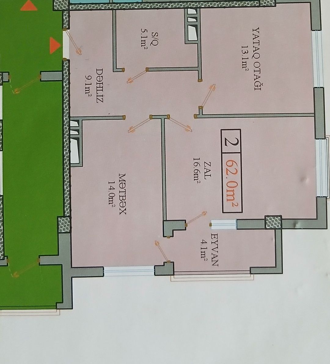 Satılır 2 otaqlı yeni tikili 62 m² — Mənzil, Bakı (4)