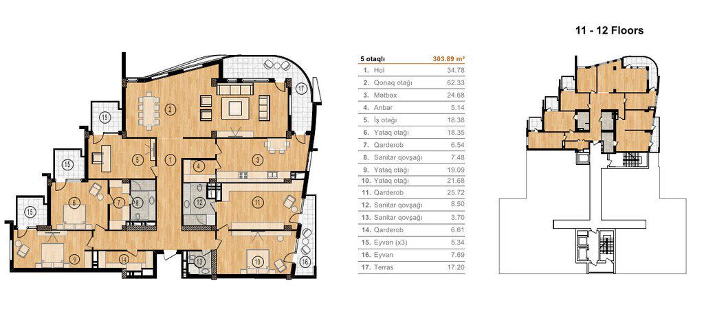 Satılır 5 otaqlı yeni tikili 303 m² — Mənzil, Bakı (8)