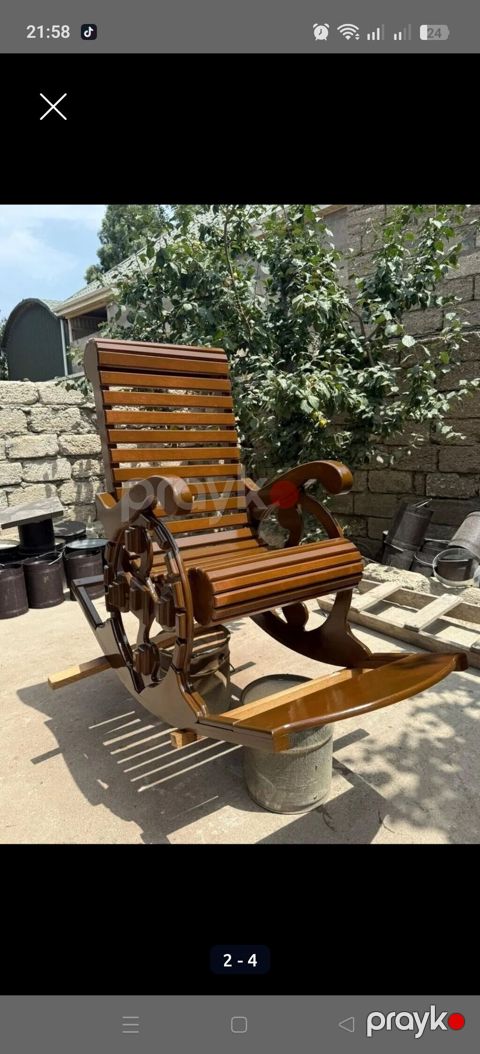Taxta yelləncək kreslo - Material: keyfiyyətli ağac, lak və cila ilə — Digah