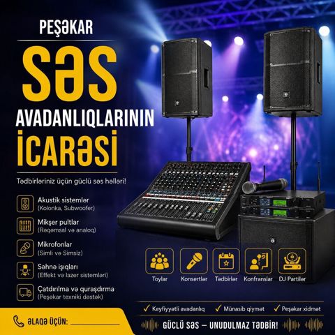Peşəkar səs avadanlıqlarının icarəsi Tədbirləriniz üçün güclü səs — Xırdalan