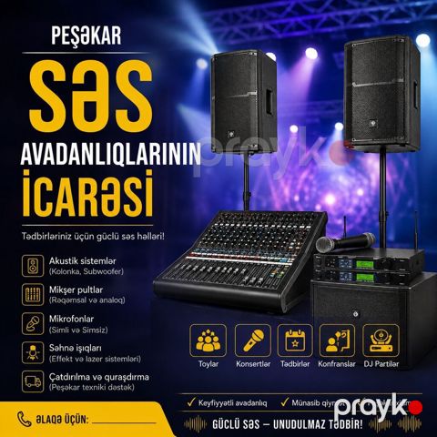 Peşəkar səs avadanlıqlarının icarəsi Tədbirləriniz üçün güclü səs — Xırdalan