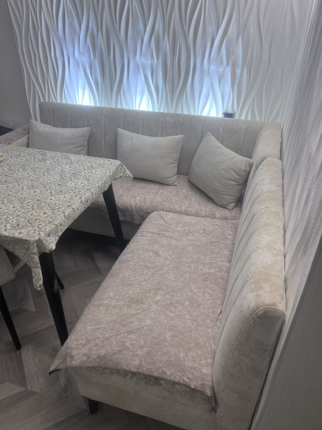 Künc divan, Yeni, Açılmayan, Bazalı, Vеlur parça, Ödənişli çatdırılma — Mebel, Bakı (2)
