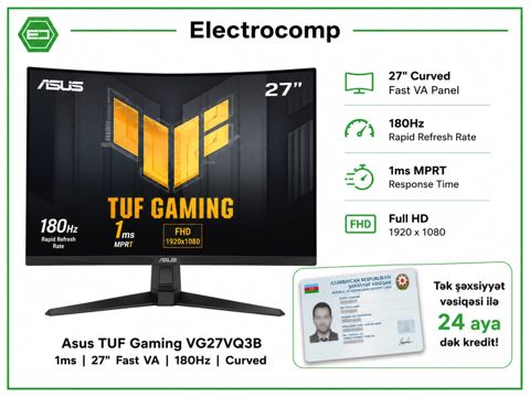 Monitor ASUS TUF Gaming VG27VQ3B — Bakı