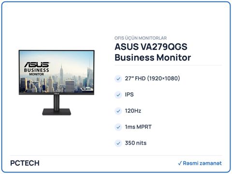 ASUS VA279QGS Business Monitor (90LM04J1-B01171) — Bakı