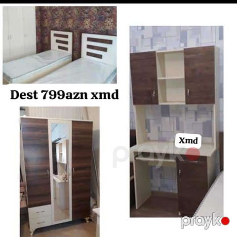 Uşaq/gənc otağı üçün mebel dəsti Dəstə daxildir: - 2 ədəd tək çarpayı
