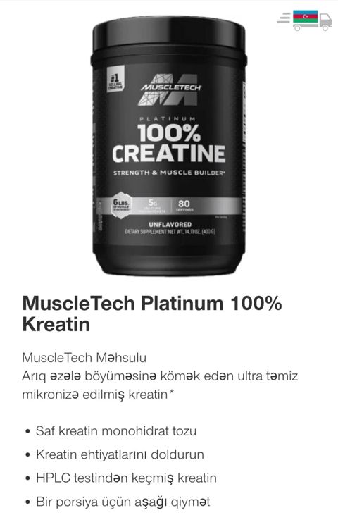 MuscleTech Platinum 100% Creatine Tərkib: ultra təmiz, mikronizə — Digah