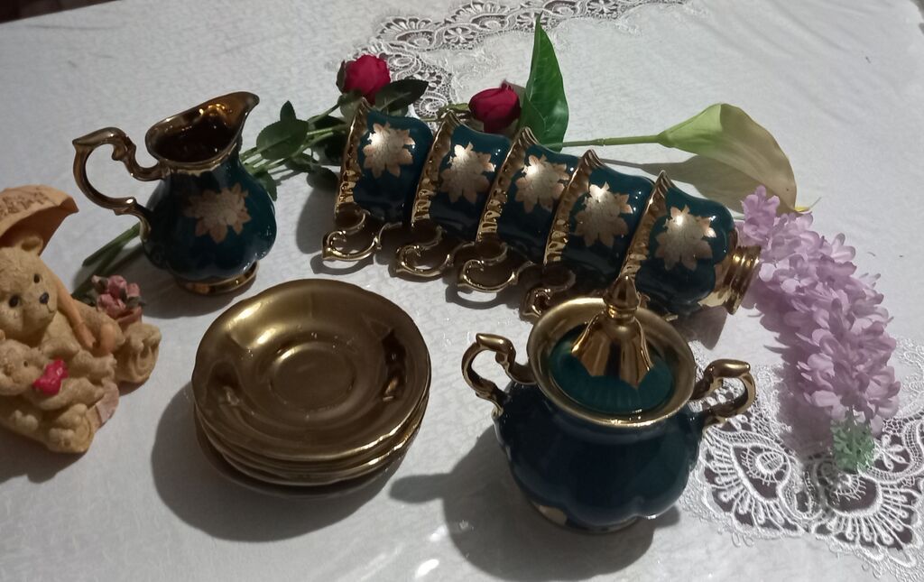 Çay dəsti, rəng - Yaşıl, Farfor — Çaynikler və qəhvə qabları, Bakı (7)