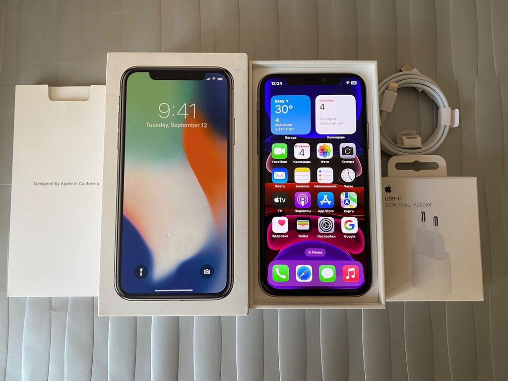IPhone X, 64 GB, Gümüşü, Sənədlərlə — Apple iPhone, Bakı (2)