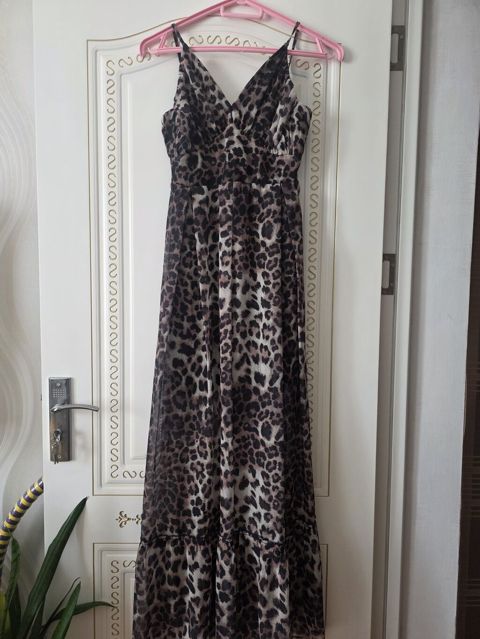 Leopar naxışlı uzun qadın donu - Model: maxi uzunluqda, A-kəsim — Bakı