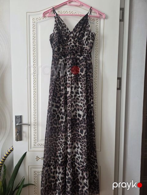 Leopar naxışlı uzun qadın donu - Model: maxi uzunluqda, A-kəsim — Bakı
