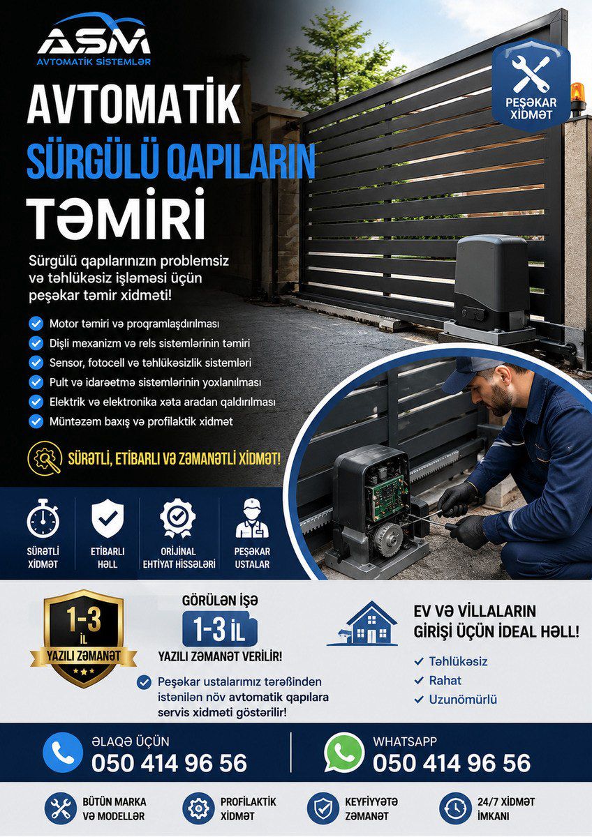 Avtomatik sürgülü qapıların təmiri — Təmir və inşaat, Bakı